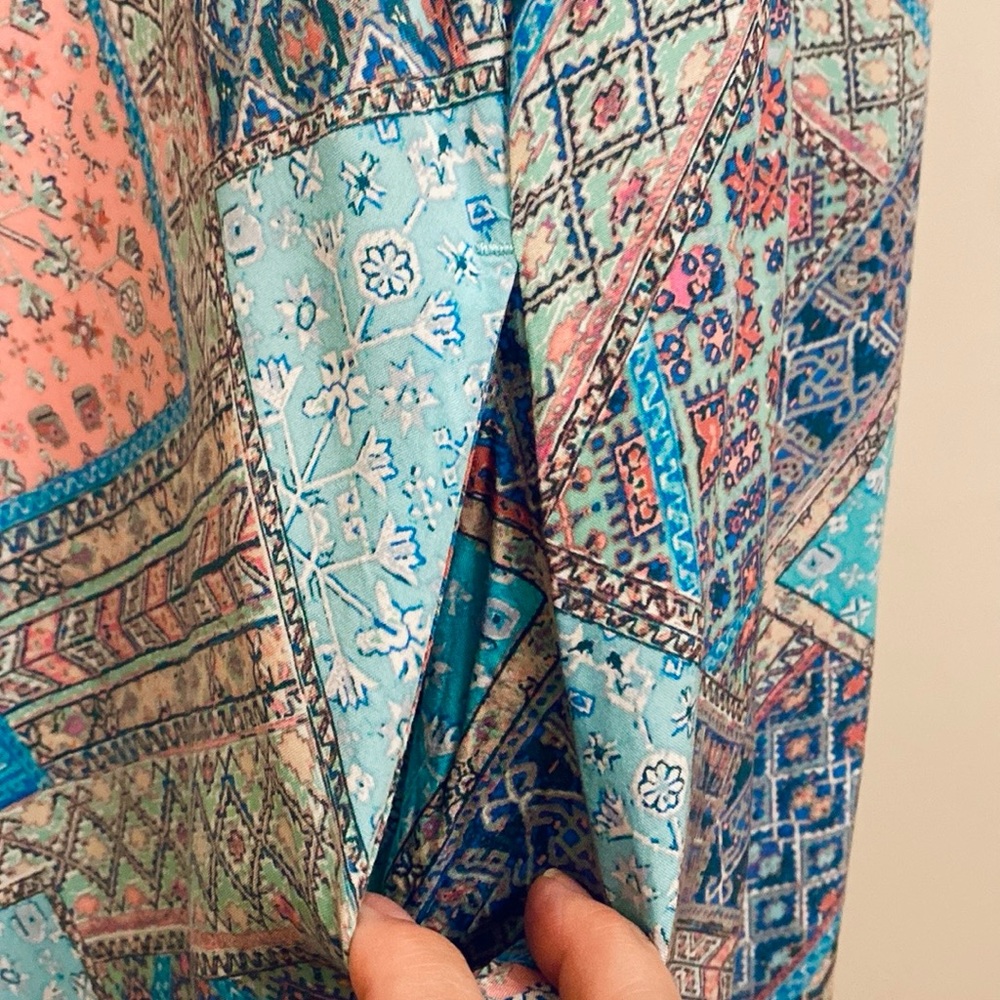 Gap Aqua Turquoise Orange Patchwork Sleeveless Fr… - image 6